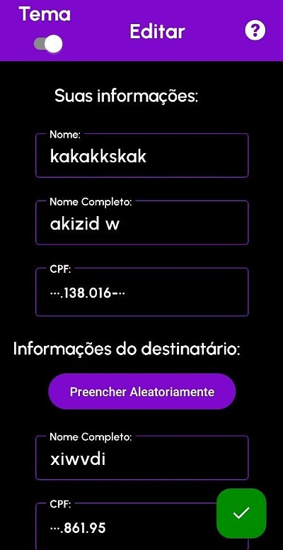 A tela inicial do app